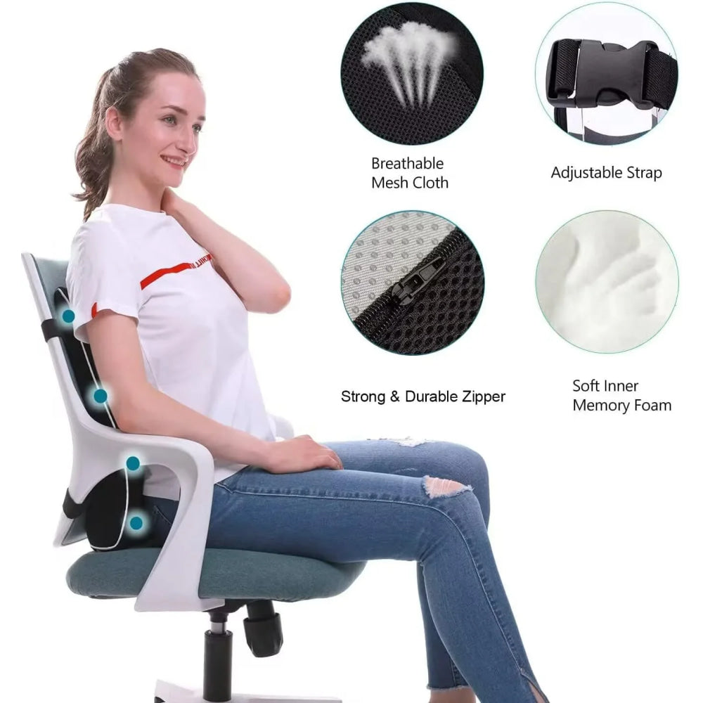 Car Seat Office Chair Back Lumbar Support Car Waist Rest Rebound Memory Foam Cushion Pad Back Lumbar Cushion for Car Driver