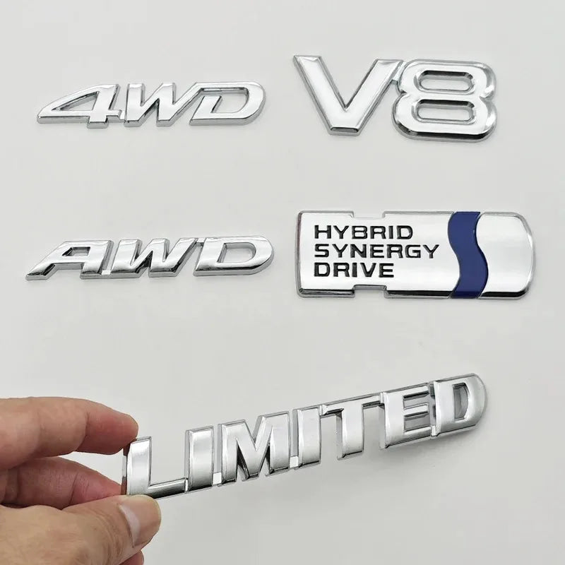 3D Metal Car Sticker HYBRID SYNERGY DRIVE V8 LIMITED AWD 4WD Logo Badge Fender Trunk Emblem For Toyota RAV4 Camry RS Accessories