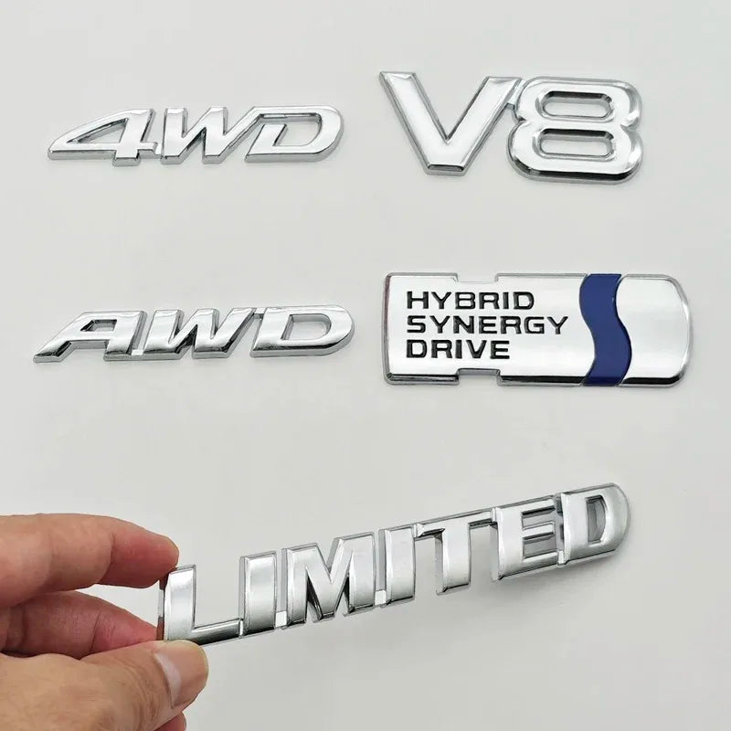 3D Metal Car Sticker HYBRID SYNERGY DRIVE V8 LIMITED AWD 4WD Logo Badge Fender Trunk Emblem For Toyota RAV4 Camry RS Accessories