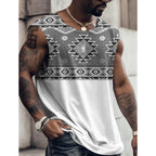 Summer New Men's Vest T Shirt Patterned Tribal Round Neck Clothing Daily Fitness Sports Vintage Sleeveless Printed Ethnic Tops