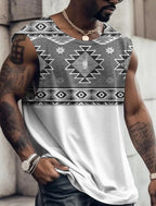 Summer New Men's Vest T Shirt Patterned Tribal Round Neck Clothing Daily Fitness Sports Vintage Sleeveless Printed Ethnic Tops