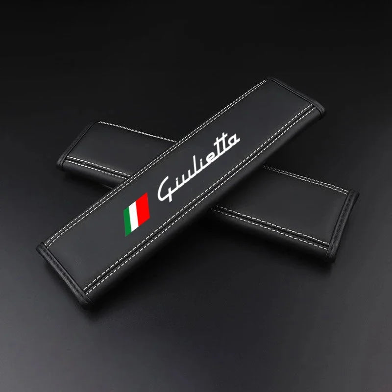 Car Seat Belt Nappa Leather Belt Shoulder Covers Interior For Alfa Romeo Giulia Stelvio Giulietta MITO Auto Accessories