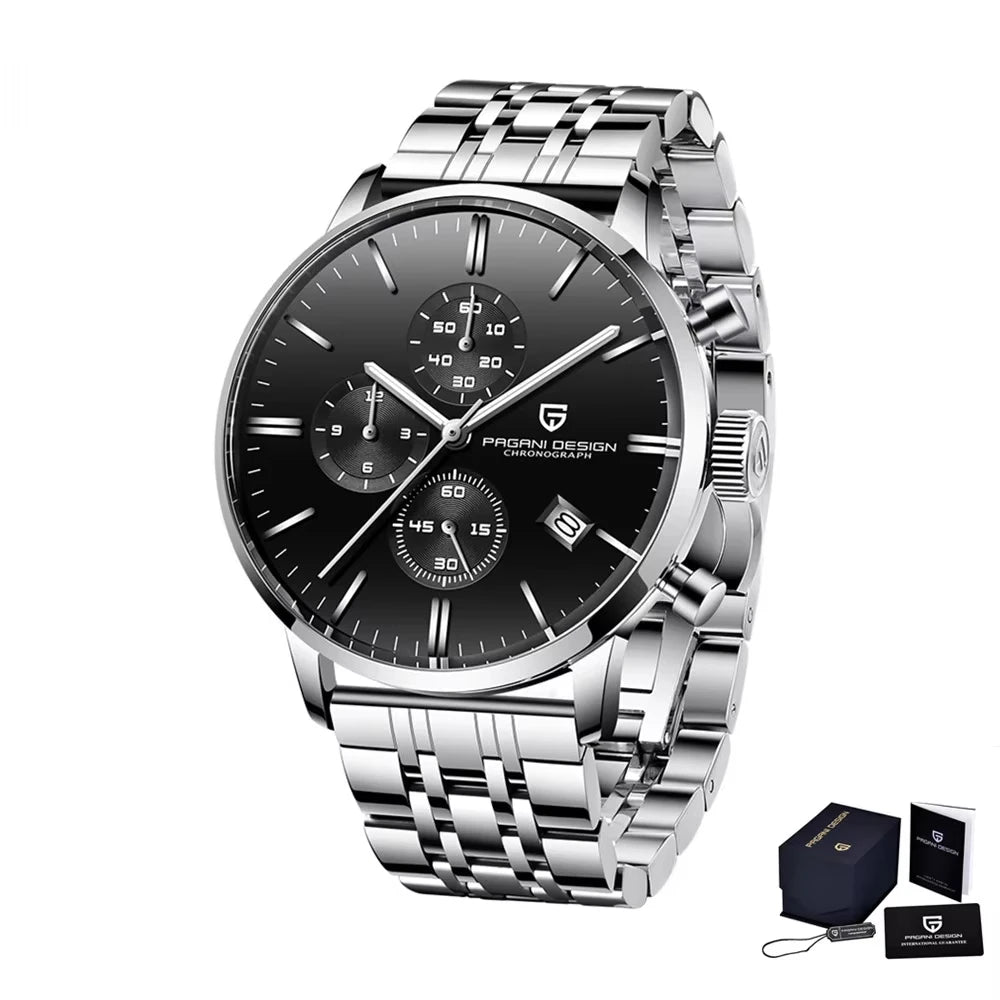 Pagani Design Fashion Luxury Men's Quartz Chronograph Watch Japan VK67 Movement Leather Strap Large Calendar PD-2720K reloj