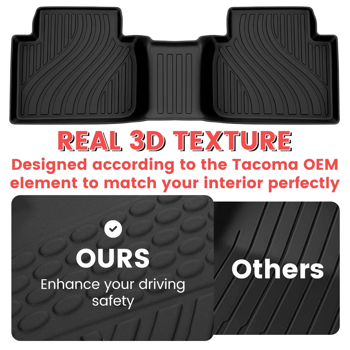 3PCS TPE Car Floor Mats Front & Rear All Weather Custom Fit For Toyota Camry 2018-2024