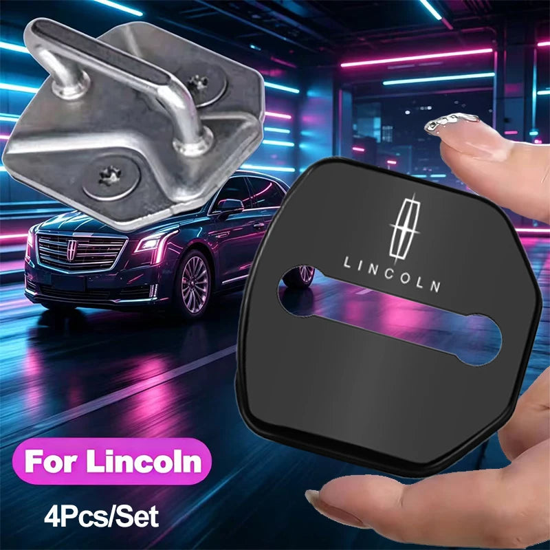 4PCS Car Door Lock Cover Stainless Steel Protection Accessories For Lincoln Continental MKZ Town-car Navigator MKX Energy Zephyr