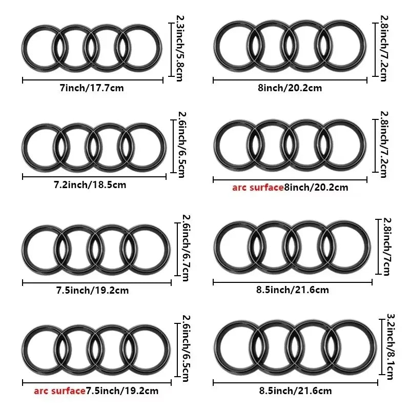 4Rings Logo ABS Chrome Black For Audi A3 A4 A5 A6 A7 A8 C7 C6 C5 B5 B6 B7 TT Car Front Hood Emblem Bonnet Auto Badge Rear Trunk