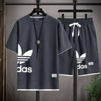 Summer 2026 New Men's pullover sportswear Set, fashionable basketball men's casual short-sleeved T-shirt + shorts two-piece set