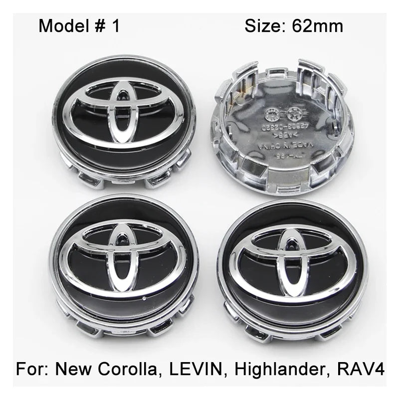 4Pcs 57/62mm Car Wheel Center Hub Cap Rim Cover For Toyota Corolla RAV4 LEVIN Yaris C-HR Camry Prado Prius Car Auto Accessories
