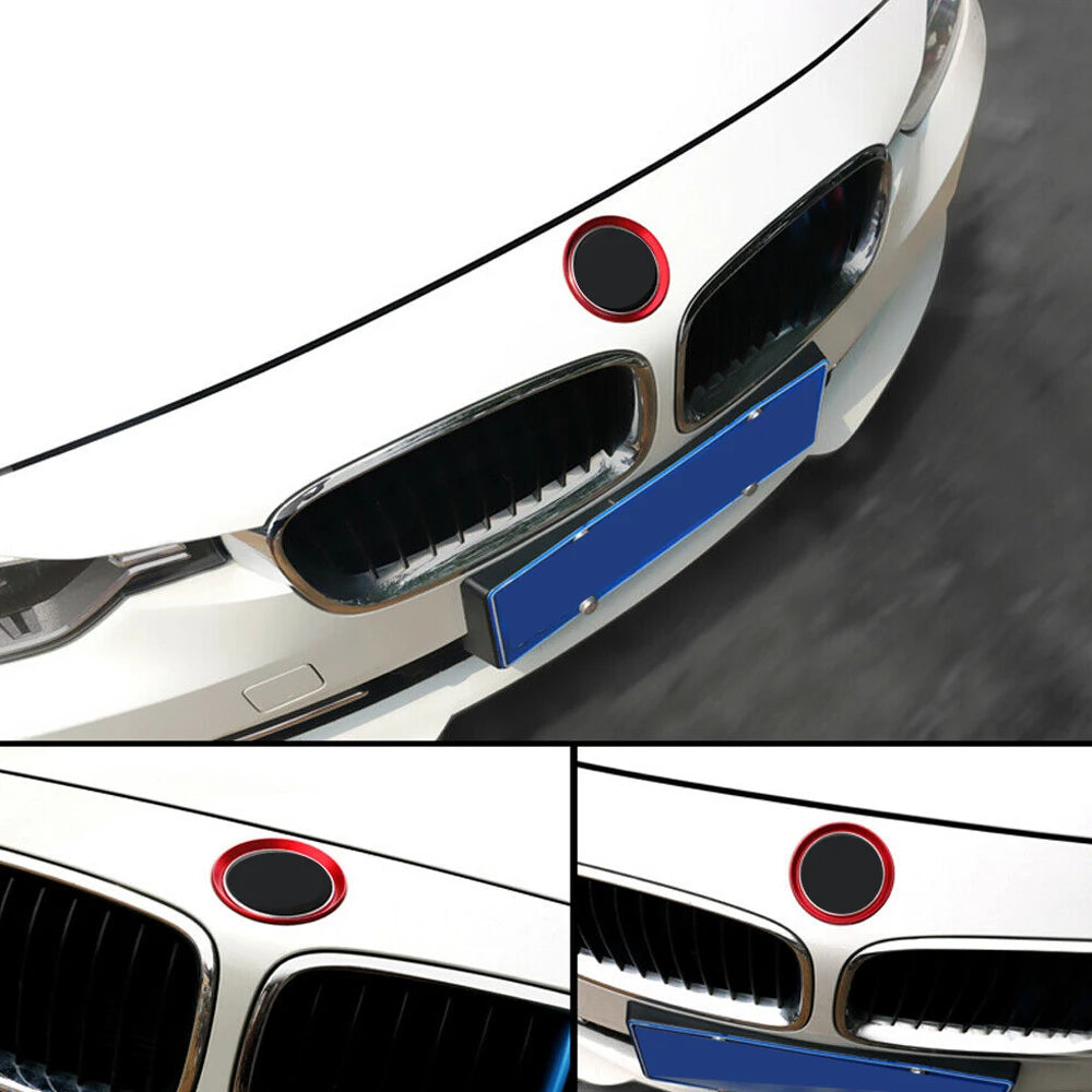 Creative Chrome Aluminum Car Front Rear Logo Surrounding Ring Stylish for BMW 82mm 74mm Emblem Hood Car Decoration Accessories