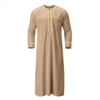 Men s Traditional Moroccan Kaftan Robe with Intricate Gold Embroidery Long Sleeves and Loose Fit for Ethnic Style Costume