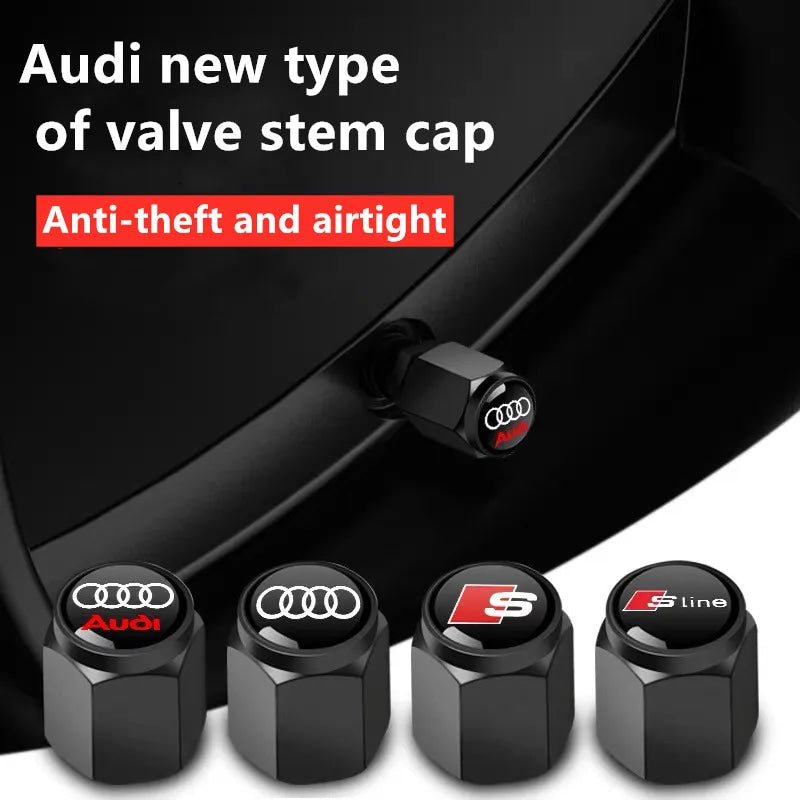 4Pcs Car Styling 3D Aluminum Metal Car Wheel Tire Air Valve Caps Cover For Audi A3 A4 b6 b8 b7 A6 A8 S Line S3 S4 S6 Q3 Q5 Q7 Q8
