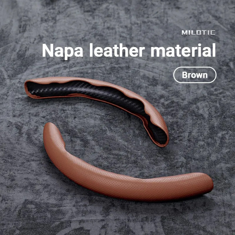 Universal Suede / Nappa Leather Car Steering Wheel Cover 38CM Breathable O/D Shape Protector Non-Slip Auto Interior Accessories