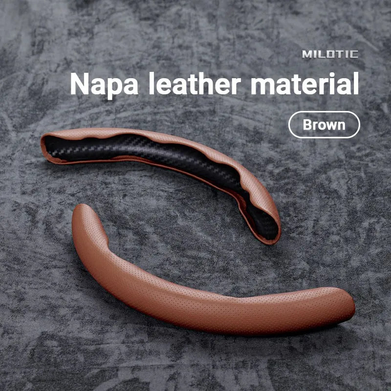 Universal Suede / Nappa Leather Car Steering Wheel Cover 38CM Breathable O/D Shape Protector Non-Slip Auto Interior Accessories