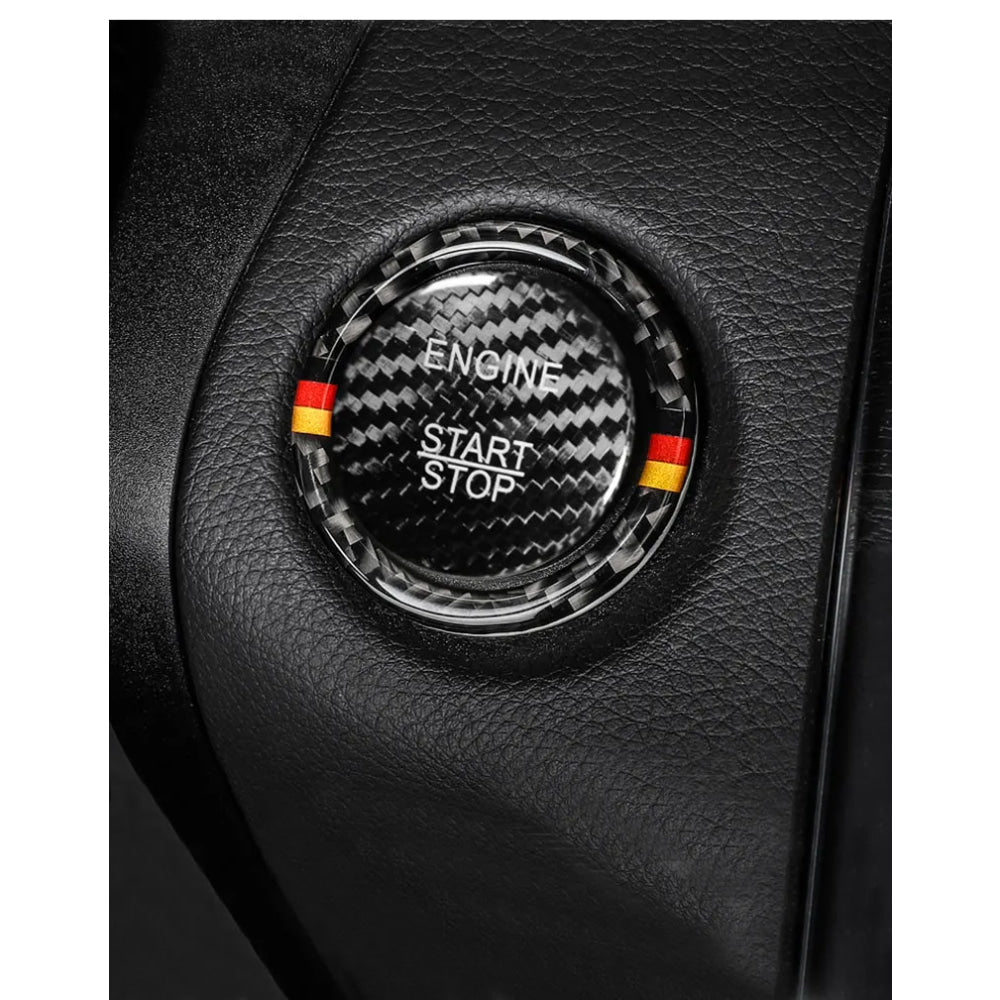 BETTERHUMZ Carbon Fiber For Mercedes Benz W204 W205 W212 C E Class Car Engine Start Stop Button Trim Ring Sticker Accessories