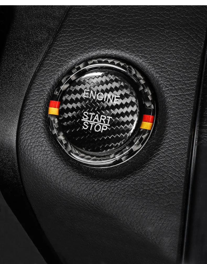 BETTERHUMZ Carbon Fiber For Mercedes Benz W204 W205 W212 C E Class Car Engine Start Stop Button Trim Ring Sticker Accessories
