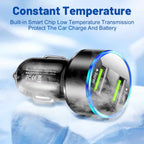 Cargador de coche de 240W, puertos USB duales, carga súper rápida de 120W con pantalla Digital, adaptador de carga rápida para IPhone, Samsung, Xiaomi