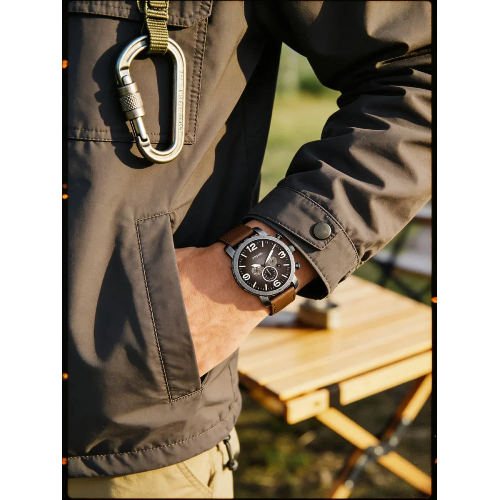 Fossil Oversized Chronograph Men Watch Smoke Stainless Steel Quartz Male Wristwatches Fashion Big Dial Clock JR1424 Reloj Hombre