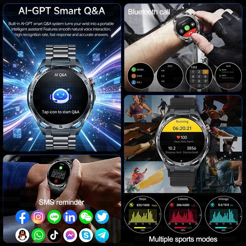 2026 New ECG AI Health Smartwatch for Men 1.53"AMOLED BP/Heart Rate Monitor BT Call IP68 Waterproof Smart Watch for Android IOS