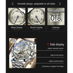 POEDAGAR Luxury Men Wristwatch Hollow Tourbillon Luminous Date Week Man Clock Automatic Mechanical Stainless Steel Men's Watches