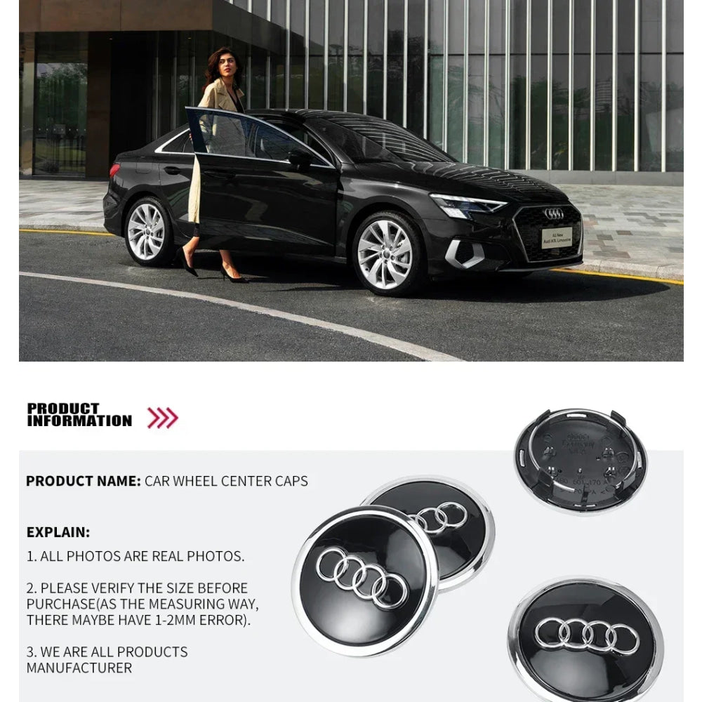 4pcs 69mm Car Styling Wheel Center Cap Hub Covers Badge For Audi A3 A4 A5 A6 A7 A8 S4 S6 A4L A6L 4B0601170A Auto Accessories