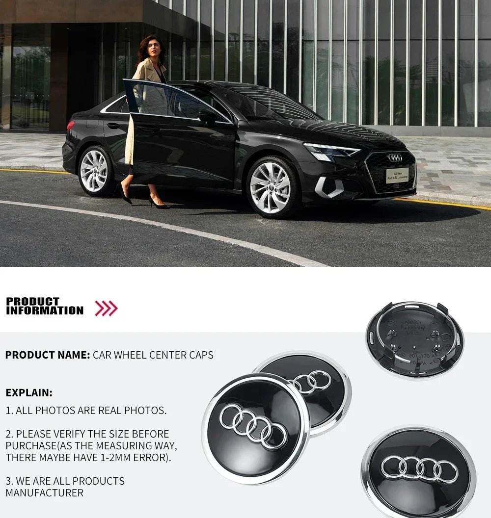 4pcs 69mm Car Styling Wheel Center Cap Hub Covers Badge For Audi A3 A4 A5 A6 A7 A8 S4 S6 A4L A6L 4B0601170A Auto Accessories