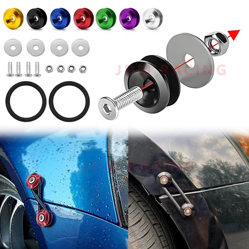Multiple colors Universal Front Rear Bumper Trunk Quick Release Fastener Kit with Release Tabs and O-Ring For Racing Drifting