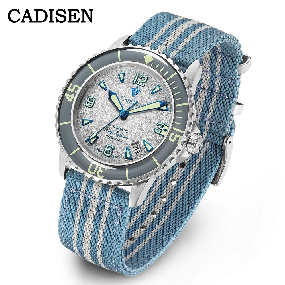 CADISEN Deep Explorer 2025 New Automatic Mechanical Watch Man Canvas Strap Wristwatch MIYOTA  Luxury Luminous Waterproof Watches