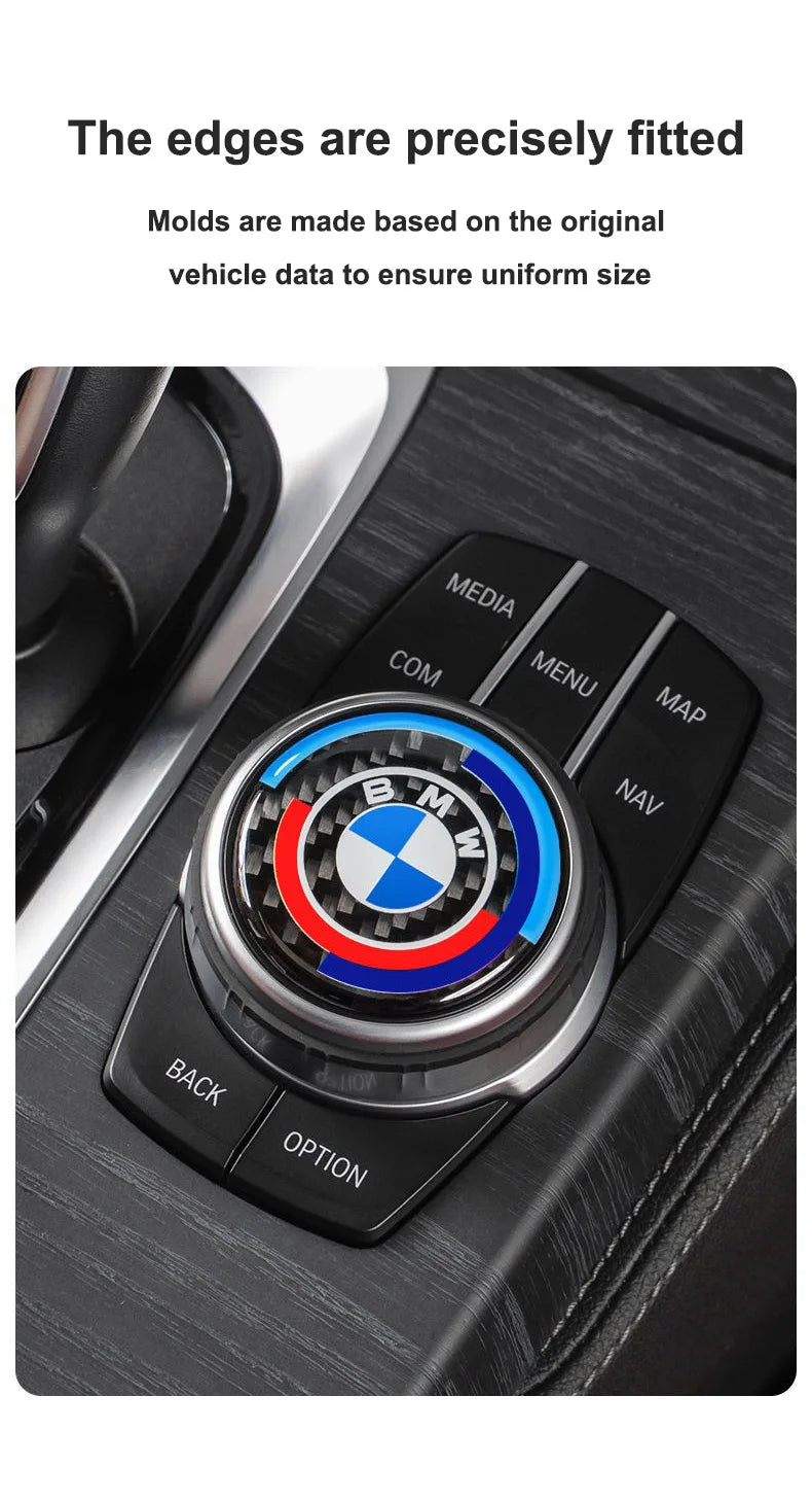 4.5CM 4.8CM Carbon Fibre Car Center Console Knob Stickers Decoration Accessories For BMW 1 2 3 4 5 6 Series GT Z4 X3 X4 X5 X6 X7