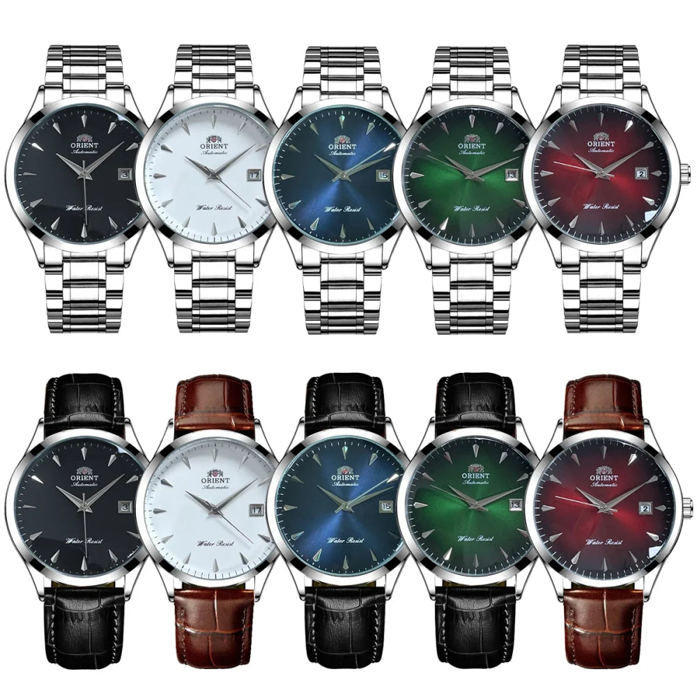 Orient Automatic Men's Watch, Black Dial Stainless Steel Band, Water Resistant Classic Business Wristwatch with Date Display