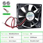 ACP8025 8cm 80mm ventilador 80x80x25mm DC5V 12V 24V 2pin ventilador de refrigeración adecuado para inversor de corriente del chasis