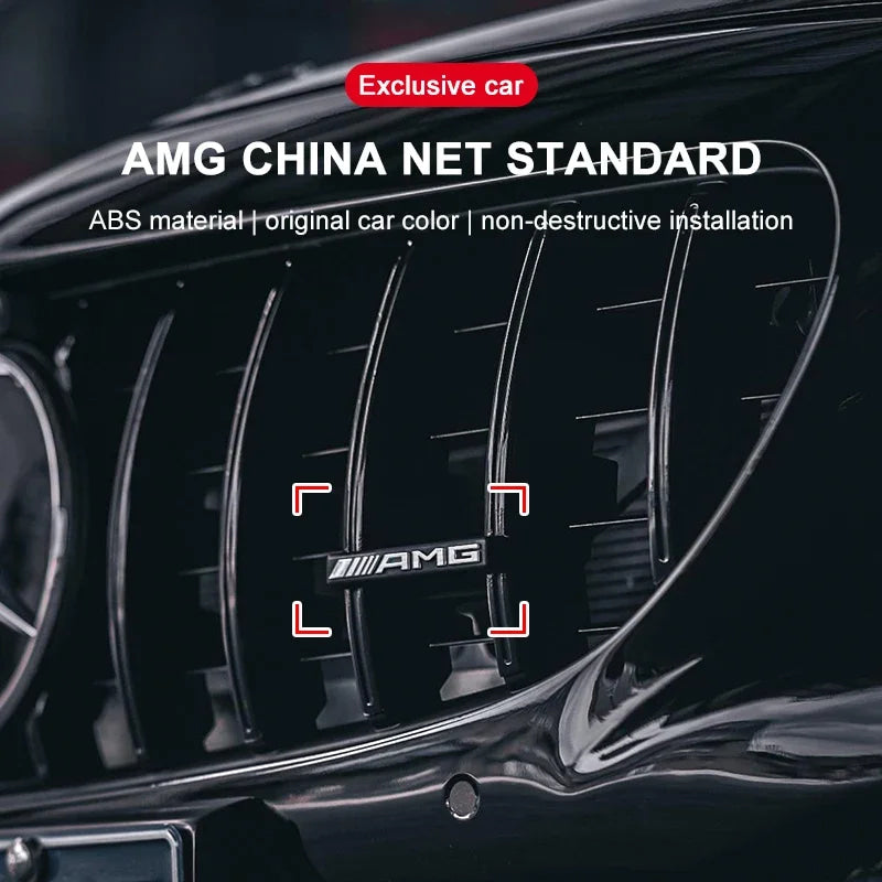 3D ABS Logo AMG Emblem Car Front Grille Badge Caps For Mercedes Benz GLC A B C E Class W204 W205 W212 W213 GT AMG Accessories