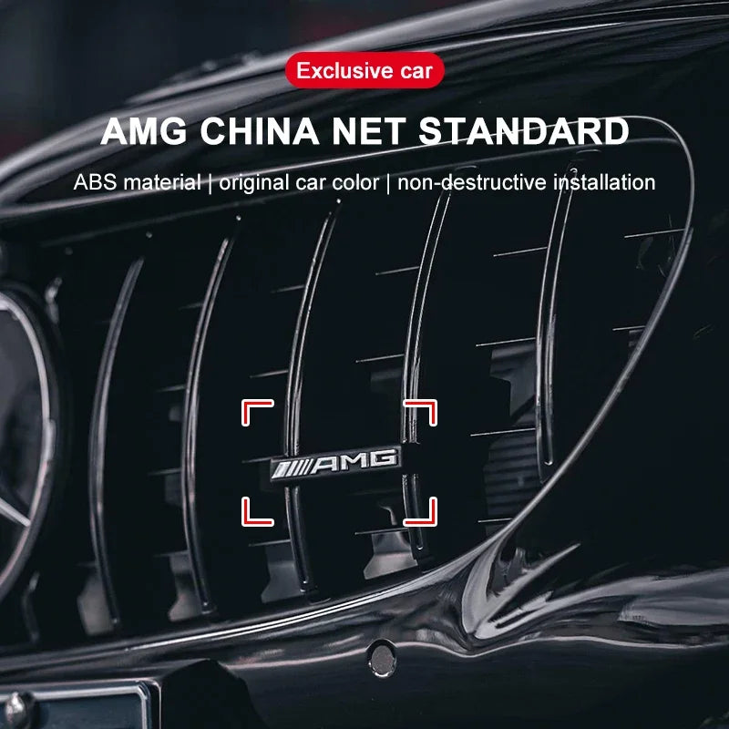 3D ABS Logo AMG Emblem Car Front Grille Badge Caps For Mercedes Benz GLC A B C E Class W204 W205 W212 W213 GT AMG Accessories