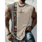 Summer New Men's Vest T Shirt Patterned Tribal Round Neck Clothing Daily Fitness Sports Vintage Sleeveless Printed Ethnic Tops