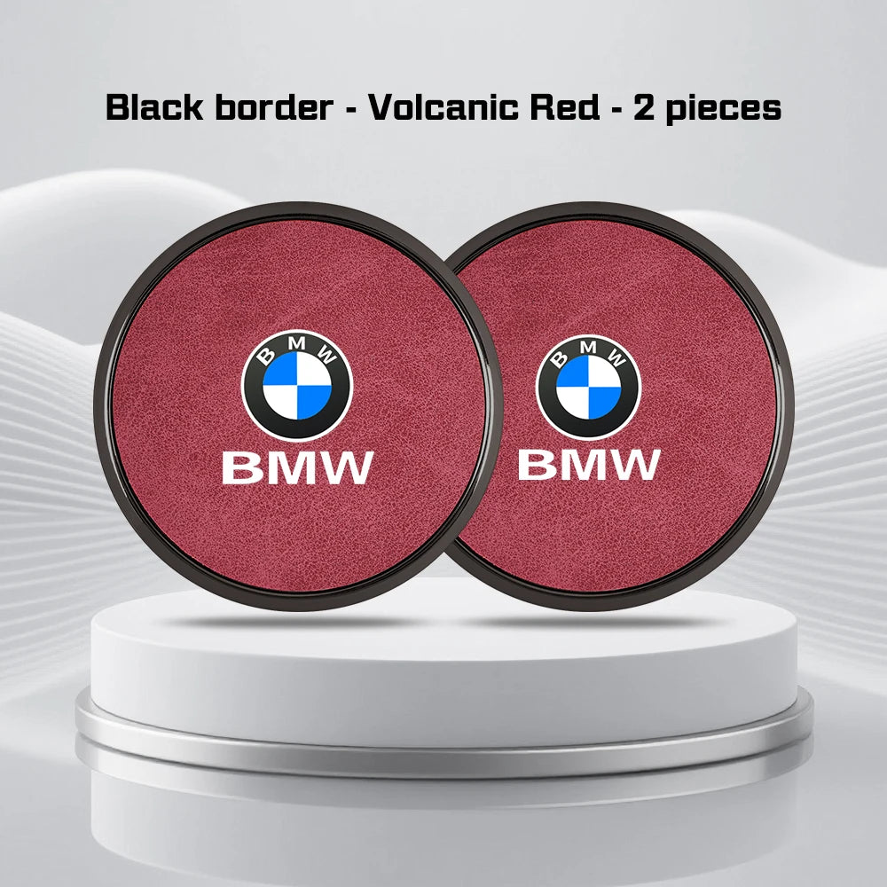 2Pcs Leather Car Coaster Anti-slip Mat Cup Holder Pad For BMW X1 X2 X3 X4 X5 X6 X7 1 3 5 6 7 Series E60 E90 E70 G20 G30 G7