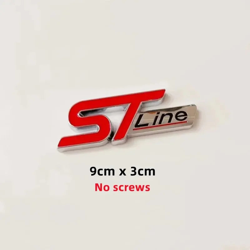 3D Metal ST Line Logo Car Front Grill Emblem Sticker Trunk Badge For Ford Kuga MK3 MK4 S Max Focus Puma Fiesta Accessories