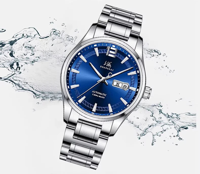 Shanghai Watch Business Men's Mechanical Watches 39mm Automatic Wristwatch 316L Stainless Steel Sapphire Glass reloj hombre 706