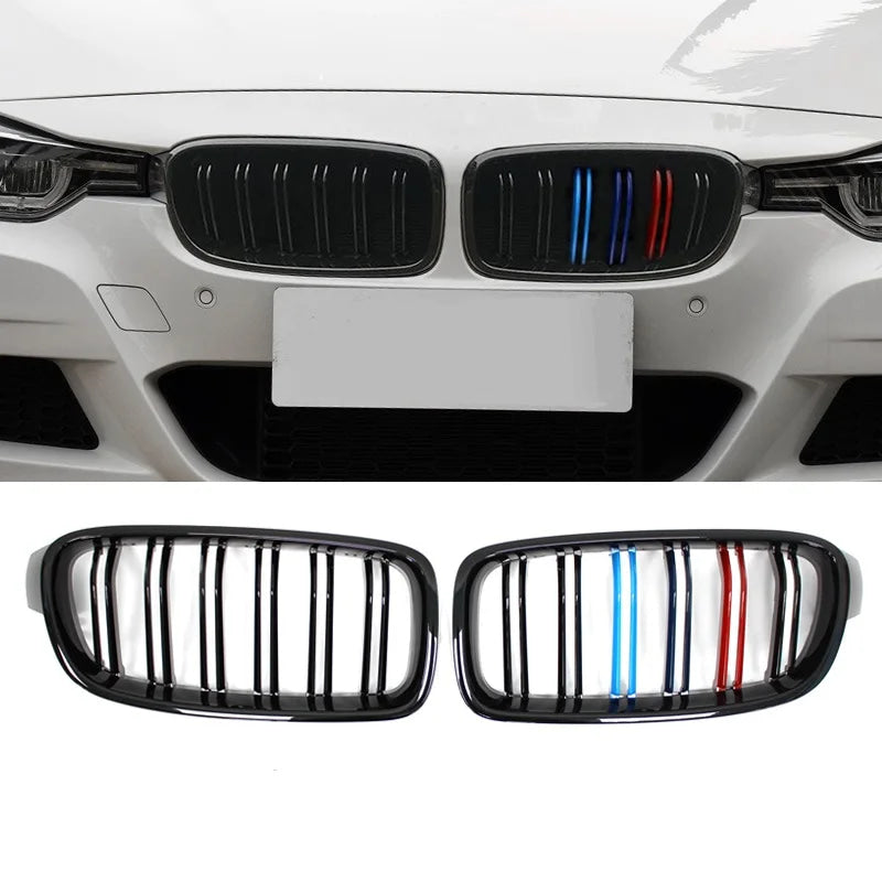 Car Front Bumper Racing Grille Grill For BMW 3 Series F30 F31 F35 F80 2012 2013 2014 2015-2018 1 Pair Gloss Black Kidney Grills