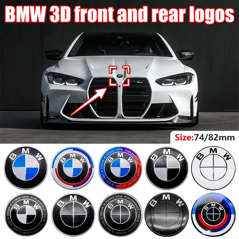 Carbon Fiber 50th Anniversary Front Rear Logo Kit for BMW 82mm 74mm Badge F30 F10 E46 E90  2-Pin Base DIY Replacement Decor Set