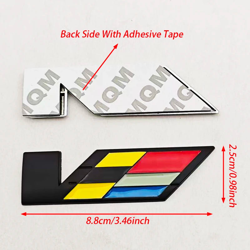 3D Metal Car Sticker Logo V Rear Trunk Badge Fender Side Emblem Decals For Cadillac ATS CTS CT4 CT5 XT6 Auto Accessories