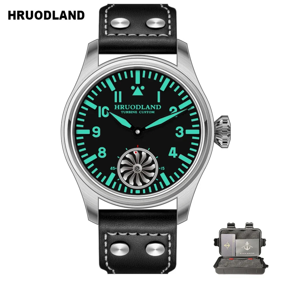 HRUODLAND Pilot Watch for Men BGW-9 Luminous Mechanical Wristwatch 316L Stainless Steel Sapphire Glass 10ATM Waterproof F016