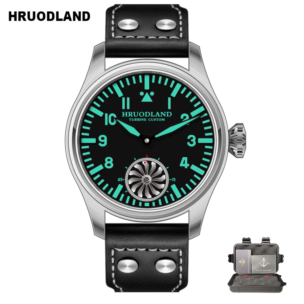 HRUODLAND Pilot Watch for Men BGW-9 Luminous Mechanical Wristwatch 316L Stainless Steel Sapphire Glass 10ATM Waterproof F016