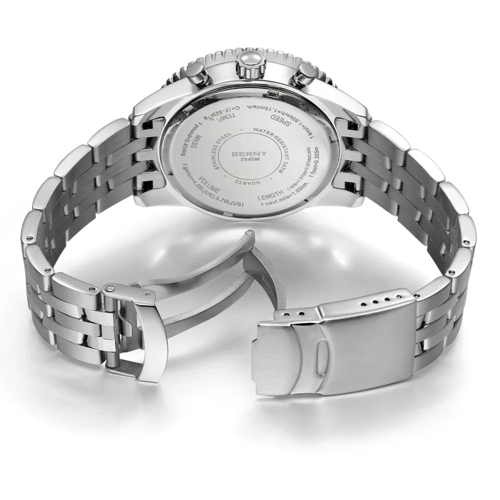BERNY Chronograph Watches for Men Aviation Multifunction Quartz Men's Watch Date Sapphire Super Luminous Luxury Wristwatch