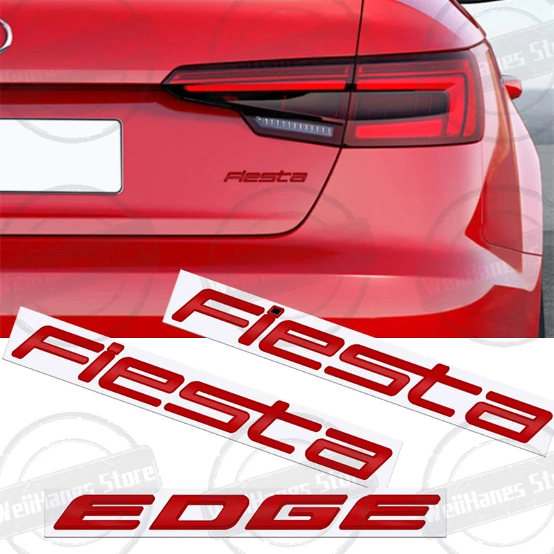 Metal 3D For Ford Fiesta Edge Badge Letter Logo Car Rear Trunk Body Sticker Emblem Glossy Black Accessories