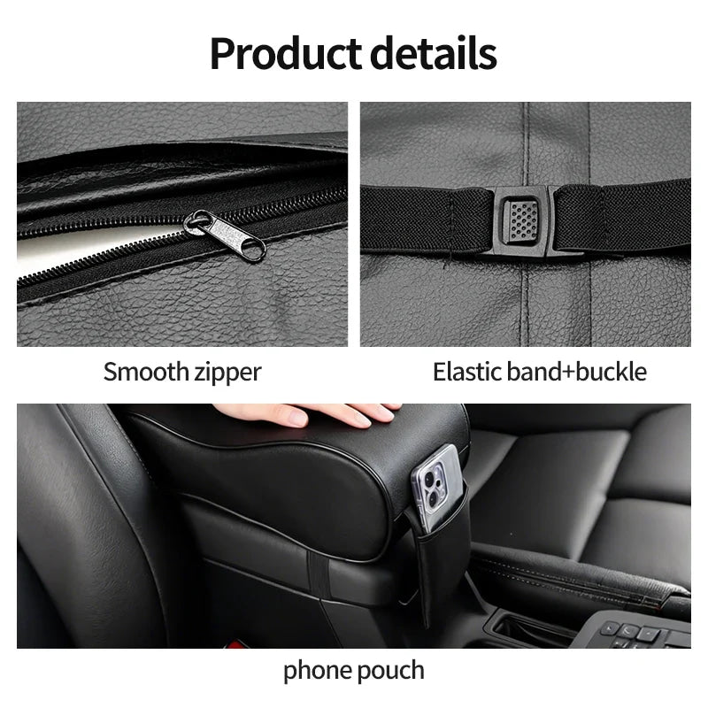 Almohadilla para reposabrazos de coche, cojín de protección de consola Central de cuero para coche, caja de almacenamiento de reposabrazos de espuma viscoelástica gruesa con bolsillo