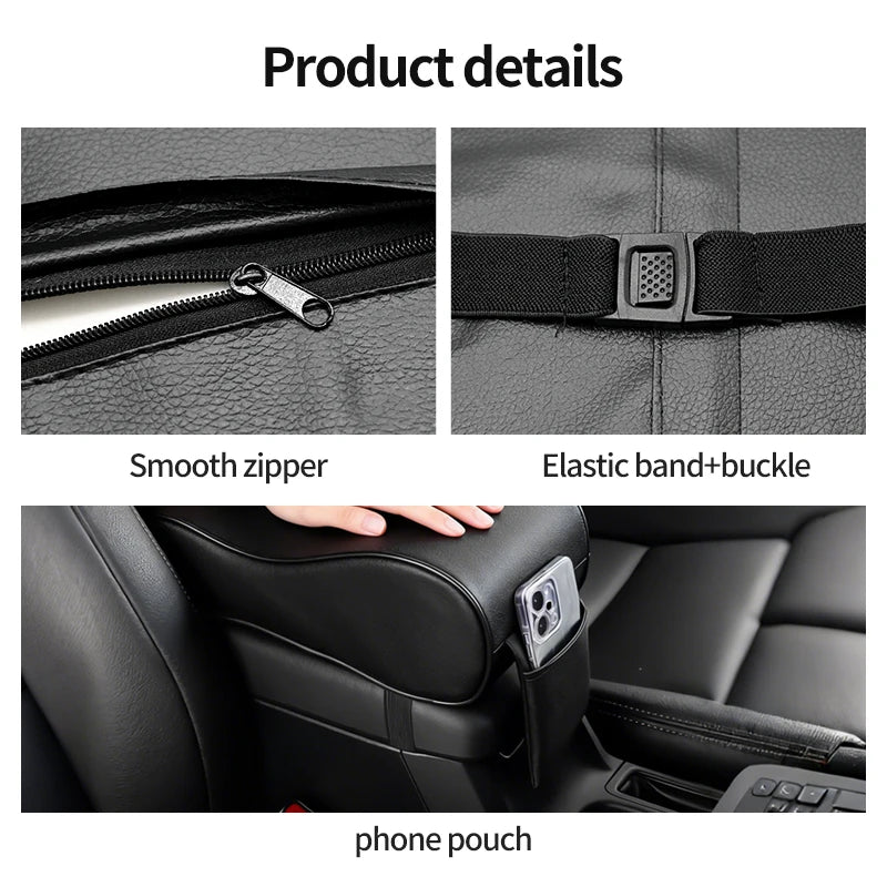 Almohadilla para reposabrazos de coche, cojín de protección de consola Central de cuero para coche, caja de almacenamiento de reposabrazos de espuma viscoelástica gruesa con bolsillo