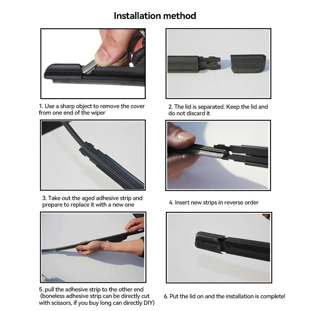 14" - 28" Car Wiper Blade Windscreen Wipers Insert Natural Rubber Strip 6mm Windscreen FR Wipe Car Accessories