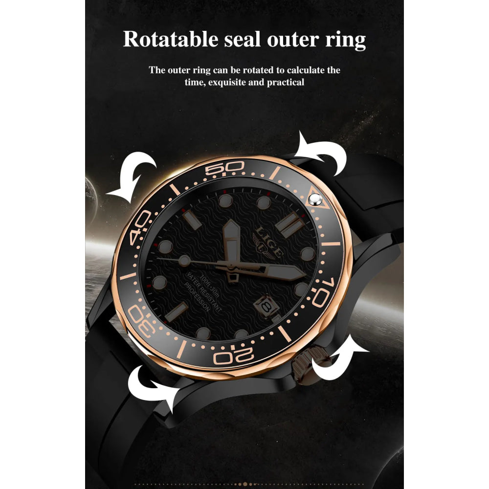 LIGE Men Watch Business Date Watch for Men Luxury Sport Quartz Watches Waterproof Luminous Silicone Wristwatch Relogio Masculino