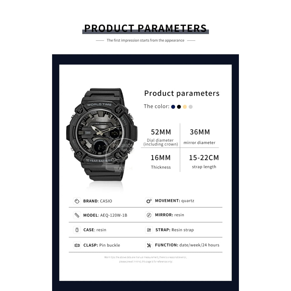 Casio Men's Dual display Multi-function electronic watch AEQ-120W series