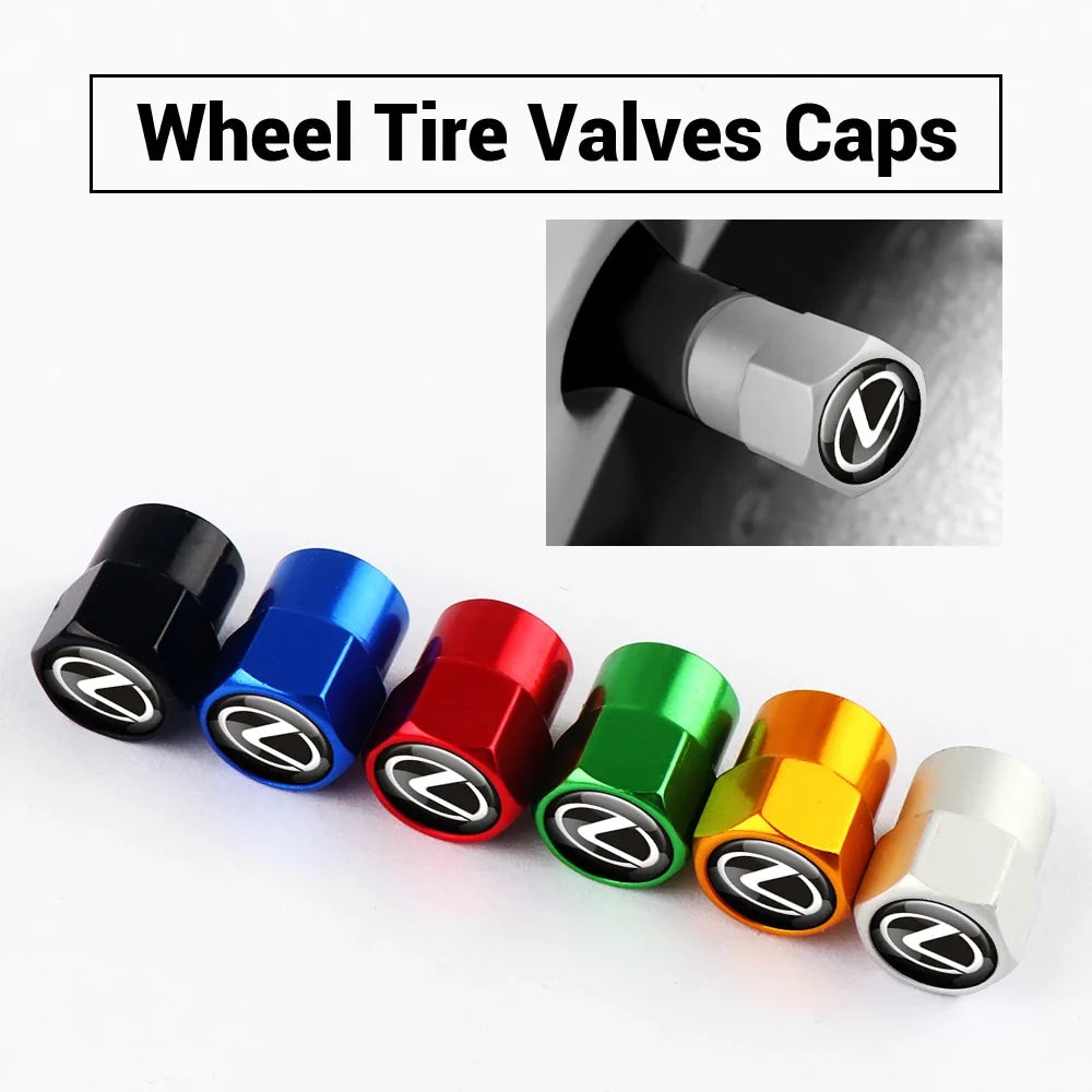 4PCS Car Wheel Tire Valve Caps Stem Case Cover Auto Accessories For Lexus CT200h ES250 ES300h NX300h RX350 IS250 IS200 GS300 450