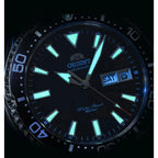 Orient Automatic Mechanical Diver Watch for Men 200M Waterproof Red Dial Stainless Steel Band Day Date Display Sport Wristwatch